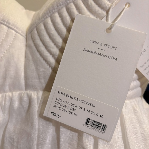NWT Zimmerman Rosa Cutout Linen Midi Dress, Size US 4 - Picture 8 of 10